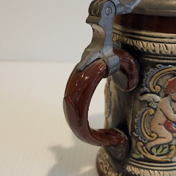 Vintage W Germany Original Gerzit Gerz Pub Scene Cherubs Beer Stein Half Liter - Picture 5 of 12